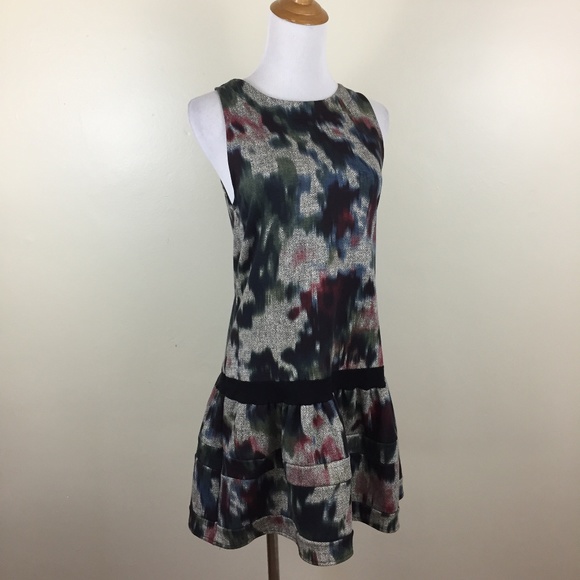 VIA STROZZI Italy Floral Low Waist High Neck Dress - Picture 1 of 7